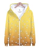 Syqiya Herren Damen Anime 3D Druck Pullover Streetwear Kimetsu no Yaiba Zenitsu Agatsuma Monitsu Zenko Cosplay Kostüm Jacke Pulli mit Reißverschluss Sweatshirt Gold/B 6XL (Chest 146cm)