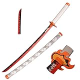 Skyward Blade Anime Cosplay Schwert aus Holz, Rengoku Kyoujurou Samurai Schwert, Spielzeug für Kinder, Fans der Anime, das Besondere Messer der Demon Slayer Weiß Samuraischwert