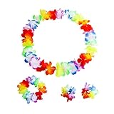 SGERUFZ 4 Stück Hawaii Ketten, Blumenketten Blumen Girlande,Hawaii Party Hawaii Deko,Luau Party Hawaii Bunten Girlanden,Hawaiiketten Hawaii Blumen Halskette für Hawaiian Beach Party Deko Accessoires