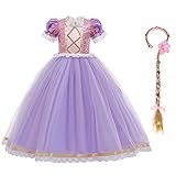 FYMNSI Kinder Prinzessin Kostüm Mädchen Karneval Fasching Cosplay Pailletten Spitze Tüll Maxikleid Halloween Geburtstag Party Ankleiden Zeremonie Hochzeit Abendkleider Mit Perücke 6-7 Jahre