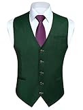 HISDERN Anzugweste Herren Grün Weste Anzug Formelle Anzugwesten für Business Hochzeit Baumwolle Regular Fit Elegant Veste,Waldgrün,XL