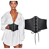 WHIPPY Damen Schnürkorsett gebundener Waspie Breitgürtel elastischen Korsett Taille Gürtel Schnürgürtel, Schwarz, 73cm