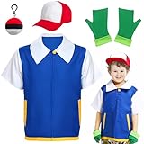 Lets Joy Kostüme für Kinder, 4 Stück Karneval Kostüm Zubehör, MottoParty Cosplay Kostüm Outfits,Mütze+Handschuhe+Oberteil+Anhänger, Junge Madchen Festival Karneval Party Zubehör (Größe-130)