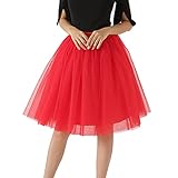 roter tüllrock rot Damen rot Tüllrock Damen Unterrock Tütü Rock Hohe Taille Elastische Petticoat Tüllrock Party Rockabilly Tüll Rock Midirock Crinoline,Rot,XL