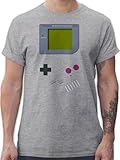 T-Shirt Herren - Karneval & Fasching - Gameboy | Nerds - XL - Grau meliert - 90er Jahre Mode Faschings Shirt fassenacht gameboys teschrt Geschenke für zocker Karneval-Klamotten mit faschingsmotiv