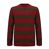 NUWIND Freddy Krueger Pullover gestreift Strickpullover Nightmare on Elm Street Halloween Cosplay Kostüm für Erwachsene(Neu Version, XXL)