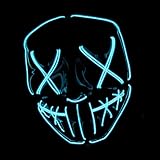 Original Cup The Purge LED Maske | American Nightmare Blau | Premium Qualität | Hartplastik | 3 Blinkmodi | LED Maske | Cosplay | Halloween | Neon | 100% Horror | 100% Spaß, Einheitsgröße