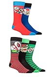 SockShop Herren Damen und Kinder Super Mario Charakter Baumwolle Socken Packung 5 Multi 31-36 Kind