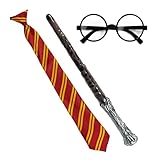 Widmann 07797 - Verkleidungsset Zauberlehrling, Brille mit Gläsern, Krawatte, Zauberstab, Mottoparty, Karneval