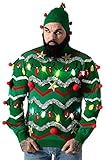 U LOOK UGLY TODAY Hässlicher Weihnachtspullover, Unisex Lustiger Chunky Fair Isle Gestrickter Festlicher Pullover für Party We're Down with Tinseltown M
