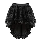 Grebrafan Steampunk Rock Damen Übergrößen Spitze Asymmetrische Tüll Tutu (EUR(32-34) S, Schwarz)