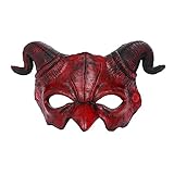 Halloween Dämon Maske Teufel Maske Horror Halbgesicht Maske Maskerade Schaum Maske Gruselig Rot Halbgesicht Widder Horn Teufel Maske für Monster Cosplay Kostüm