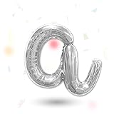 FUNXGO Folienballon Buchstaben Silber a - Buchstaben Luftballon Klein a - ca. 40cm Nur Luftfüllung - Ideal für Geburtstag, Hochzeit & Party Deko - Ballon Buchstabe A Silber