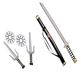 W WIDMANN MILANO Party Fashion 27271 - Ninja Waffenset, 1 Schwert mit Scheide, 2 Dolche, 2 Shuriken, Accessoire, Mottoparty, Karneval