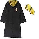 WHSUXAYC Hogwarts Magician Robe, Slytherin Hufflepuff Cape, Youth Adult Uniform, Halloween Carnival Cosplay Costume (Yellow, S)