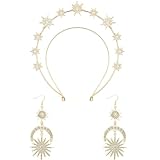 Amabro Halo Krone Sterne Kristall Stirnband, Stern Kostüm Glitzer Haarreif Engel Haarreif Sterne Boho Braut Hochzeit Kopfschmuck Für Frauen Silvester Party Zubehör Kostüm Sonne