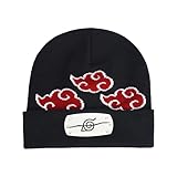 Concept One Naruto Beanie Mütze Akatsuki Cloud Winter Knit Cap mit Manschette, Schwarz, Einheitsgröße