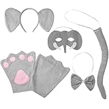 dressforfun 302047 - Kostüm Set Elefant für Erwachsene, Haarreif mit Ohren, Maske, Handschuhe, Fliege und Schwanz