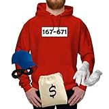 Jimmys Textilfactory Hoodie Panzerknacker Karneval Kostüm Set Deluxe XS-5XL Herren Verkleidung Fasching Rosenmontag Karnevalszug, Größe:XL, Set: deluxe+, Logo: Standard-Nr