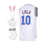 Herren Basketball Trikot Lola #10 Bugs #1 Space Movie Jersey 90S Hip Hop Kleidung Shirt für Party, #10 Weiß, X-Klein