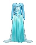 Nofonda Damen Prinzessin Kleid Elegantes Königin Kostüm Blau Frauen Abendkleider für Halloween Karneval Party Cosplay, XS