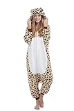 SimZoo Erwachsener Tier-Einteiler-Pyjama, Leoparden-Kostüm-Nachtwäsche für Männer und Frauen, Unisex-Einteiler-Heimkleidung Small