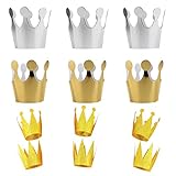 ZWZNBL 12 dekorative Kronenhüte, Prinz-Prinzessin-Kronen, goldene und silberne Papierkronen, verstellbare Königskronen-Partyhüte für goldene Jubiläumsfeier, Geburtstag, Feier