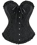 Ivy Shi Damen Vollbrust Corsage Korsett Top Gothic Vintage Corsagen Bustier Corsette- Gr. 34 (M), Schwarz