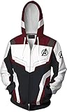 OLIPHEE Herren Kapuzenpullover Cosplay Kostüme Hoodie Herren Sweatshirt mit Kapuze Quantum Realm Superhero Fans Zip Jacke Reißverschluss Weinrot