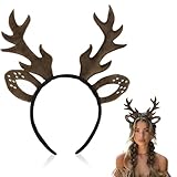 BETESSIN Reh Kostüm Damen - Rentier Geweih Haarreif mit Ohren - Karneval Kostüm Damen - Reh Haarreif Karneval - Rentier Kopfschmuck für Karneval, Fasching, Fasnacht, Mottoparty uvm.
