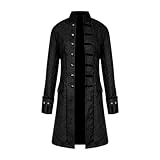 FJKVKDT Mittelalterliche Halloween Kostüme Männliche Mantel Viktorianische Hof Uniform Renaissance Outfit Vintage Festival Cosplay Tägliche Kostüm (Schwarz, M)