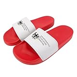 Badelatschen Bundesinstitut für lecker Bierchen - Lustige Hausschuhe, Schlappen für Herren & Damen - Badeschuhe, Badeschlappen mit Motiv - 37 rot/weiß