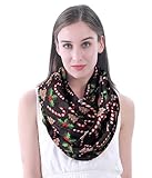 Lina & Lily Damen Loop Schal mit Weihnachts-Muster (Schwarz, Zuckerstangen Weihnachtsbaum)