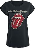 The Rolling Stones Plastered Tongue Frauen T-Shirt schwarz M 100% Baumwolle Band-Merch, Bands