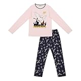 Harry Potter Mädchen Pyjama lang Schlafanzug (Rosa-Grau, 152)