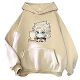 famesale Genshin Impact Albedo Hoodie Unisex Spiel Albedo Cosplay Kostüm Gedruckt Pullover Langarm Mit Kapuze Sweatshirt Freizeitjacke Mantel