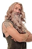 WIG ME UP - 90760-A-B-ZA33B-ZA63-ZA130 Perücke & Bart geflochten Herren Karneval Fasching Wikinger Viking Normanne Barbar Zwerg Braun Grau Rostrot Mix
