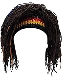 Vpuquuz Erwachsene Unisex Rasta Perücke Beanie Hüte Mützen Jamaica Rasta handgemachte Strickmützen Reggae Dreadlocks Roman lustige Geschenk häkeln Kappe Caps (Dunkelbraun)