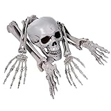 EXCEART Skelettknochen Und Schädel Kunststoff Gruselige Gefälschte Skelett für Halloween Requisiten Friedhof Bodendekor Halloween Skelett mit Beweglichen Gelenken