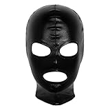 iEFiEL Kopfmaske erotik Herren Kopfmaske fetisch schwarz Wetlook SM Bondage Sexspielzeug für Paare (One Size, Schwarz (Augen und Mund Öffnung))