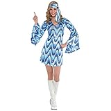 Amscan 847827-55 - Kostüm Disco Lady, Kleid und Stirnband, für Damen, mit Pailletten, 70er, 60er, Karneval, Fasching, Fastnacht, Mottoparty