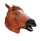 DAZZLUXE 1 Stück braune Pferdekopfmaske, Latex-Tierkopfmaske, Neuheit, Halloween-Kostüme, Party-Kostüm-Maske, geeignet für Halloween, Ostern
