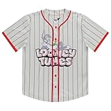 Looney Tunes Herren Baseballtrikot – Lola Bunny, Tweety, Bugs und Taz Mesh Button Down Baseballtrikot, silber, XX-Large
