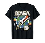 NASA Blast Off Retro Rainbow Stripes Graphic T-Shirt T-Shirt