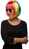 Einhorn Bob Cabaret Charleston Perücke in Regenbogen Farben bunt für Damen & Herren zum Fasching/Karneval