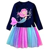 VIKITA Kleider Mädchen Langarm Kleid Baumwolle Bunt Print Stickerei Winter Kleidung Lh2307 4T