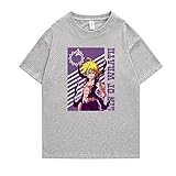 The Seven Deadly Sins T-Shirt Anime Cosplay Kostüm Meliodas Bedruckte T-Shirts Kurzarm Rundhalsausschnitt Casual T-Shirts Tops für Damen Herren