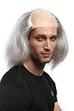 WIG ME UP - DH1132-P309 Perücke Herren Karneval Halloween Igor Rocky Horror Stirnglatze Grau Verrückter Professor Halbglatze