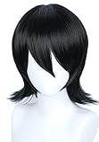 Linfairy Unisex kurze schwarze gerade Cosplay Perücke Halloween Kostüm Perücke