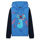 Disney Stitch Pullover Mädchen, Warm, Weich & Trendy, Hoodie Kapuzenpullover für Kinder, Geschenke für Mädchen (Blau/Schwarz Stitch, 13-14 Jahre)